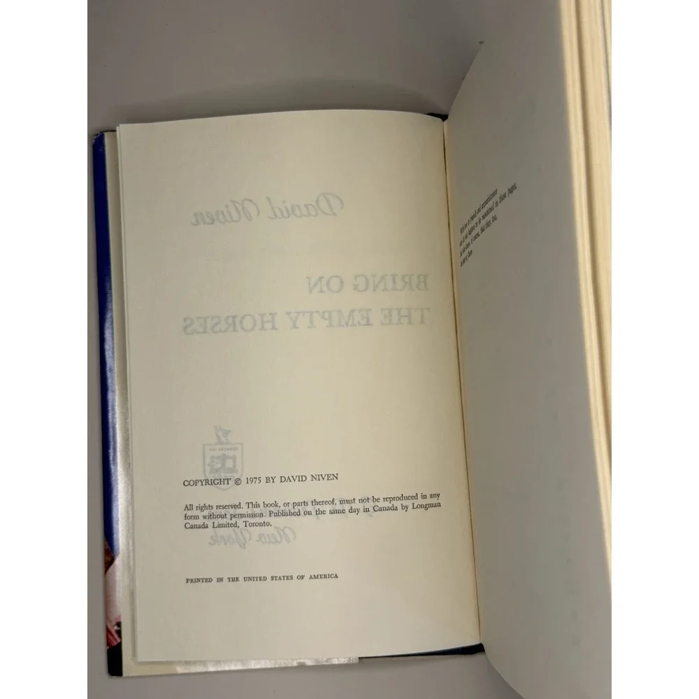 Bring on the Empty Horses by David Niven, Hardcover Book Club Edition, 1975